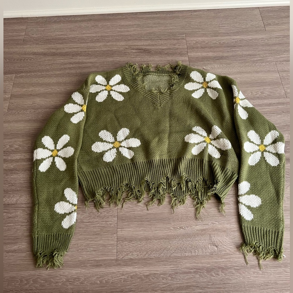 Floral Crop Sweater